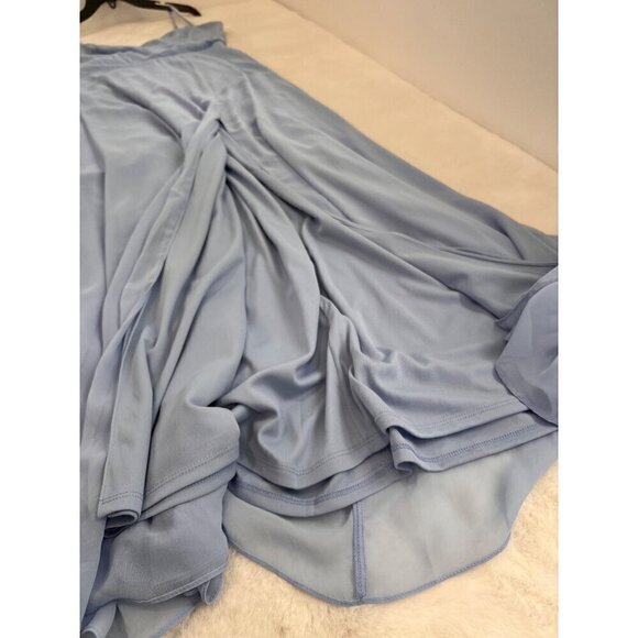 New LOVELY Women's Size 4-R ADJUSTABLE STRAP WRAP BODICE MAXI DRESS IN SKY BLUE - Picture 8 of 11